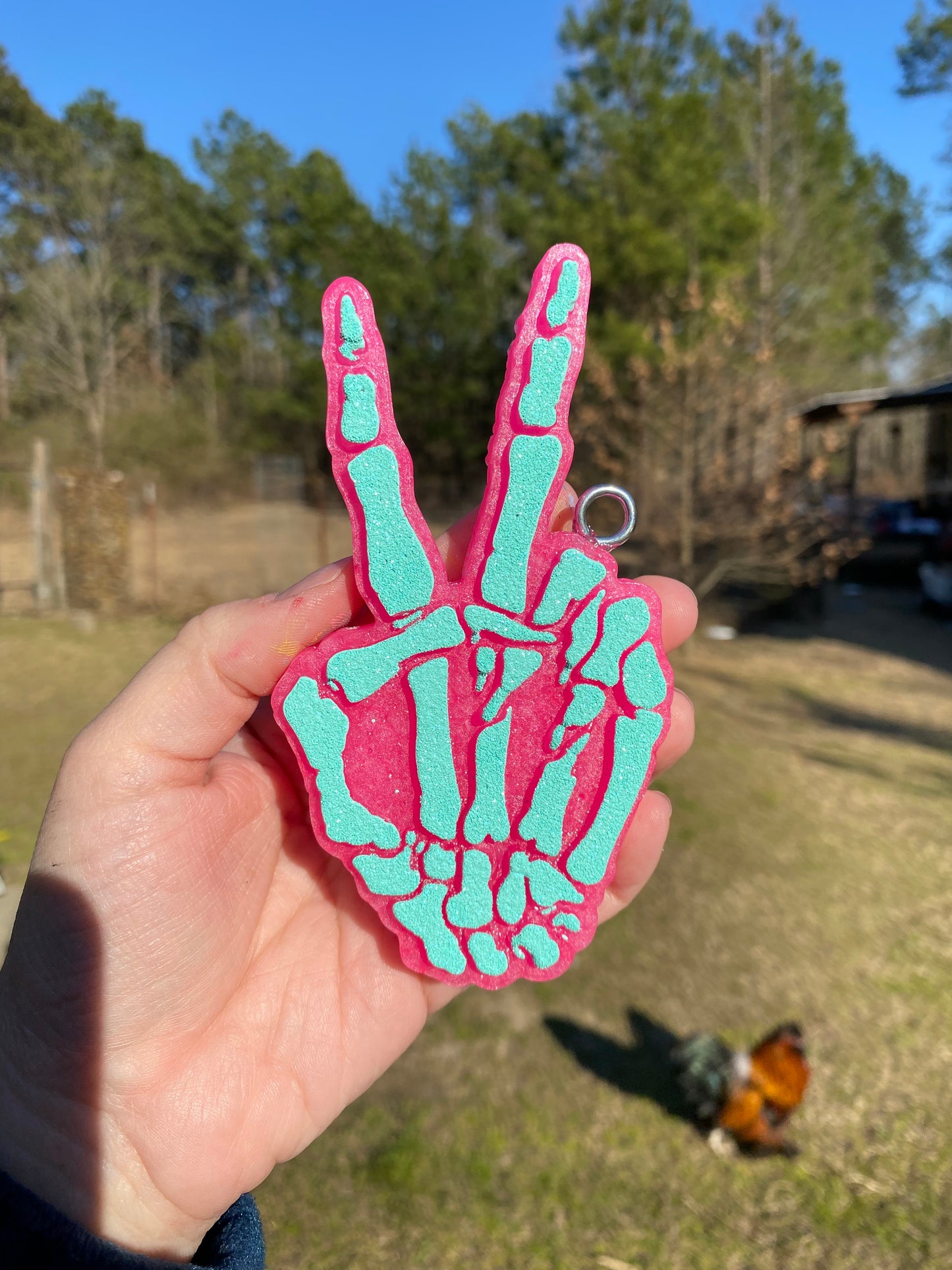 Skeleton Hand Peace Freshie
