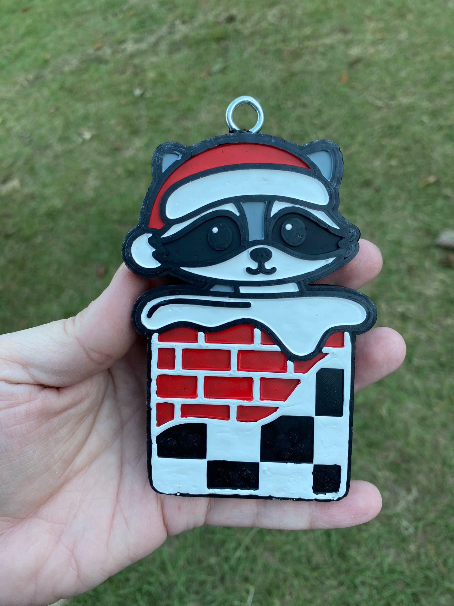 Christmas Raccoon in Chimney Freshie