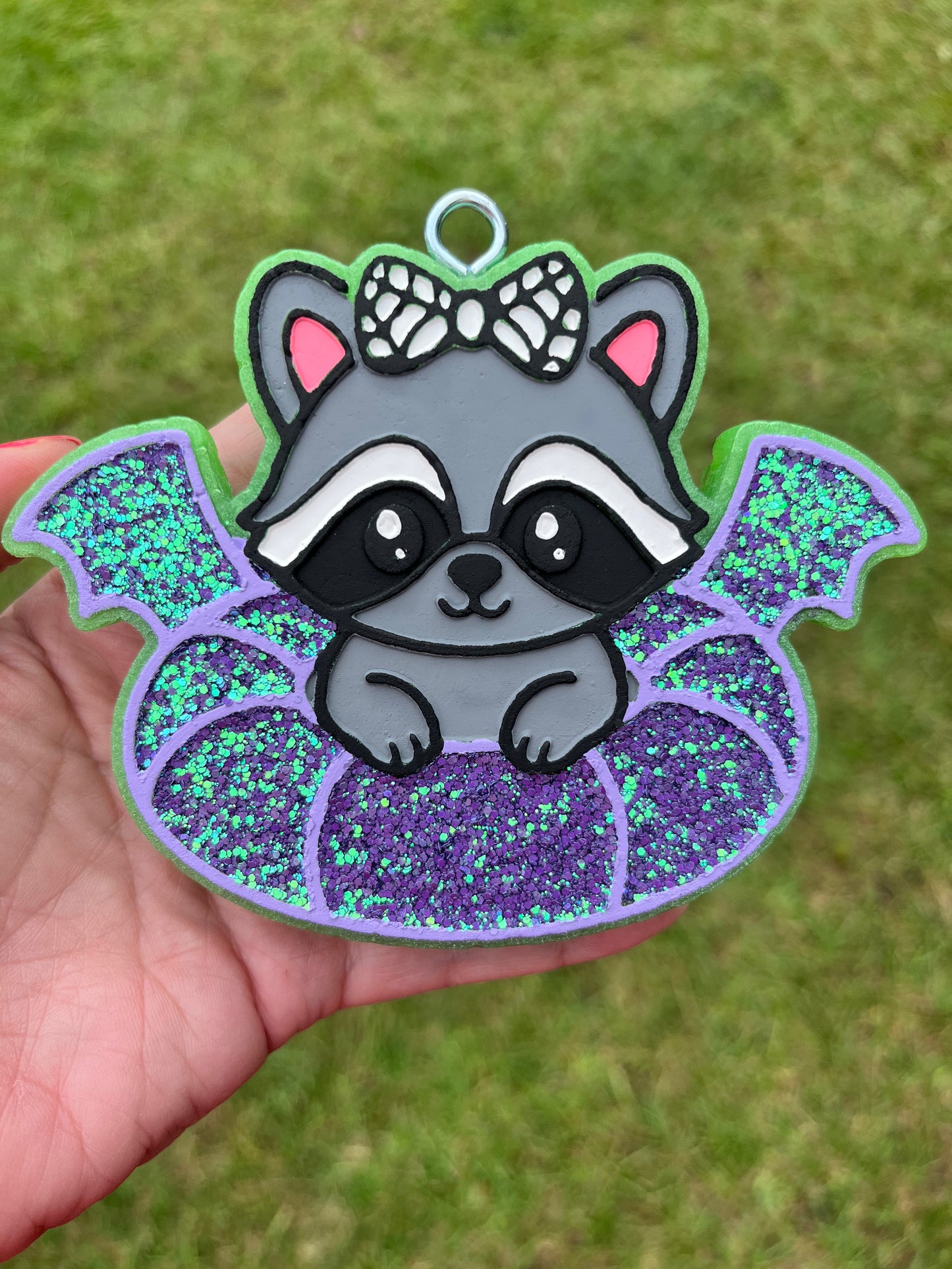 Raccoon in Batty Pool Float Summerween Freshie