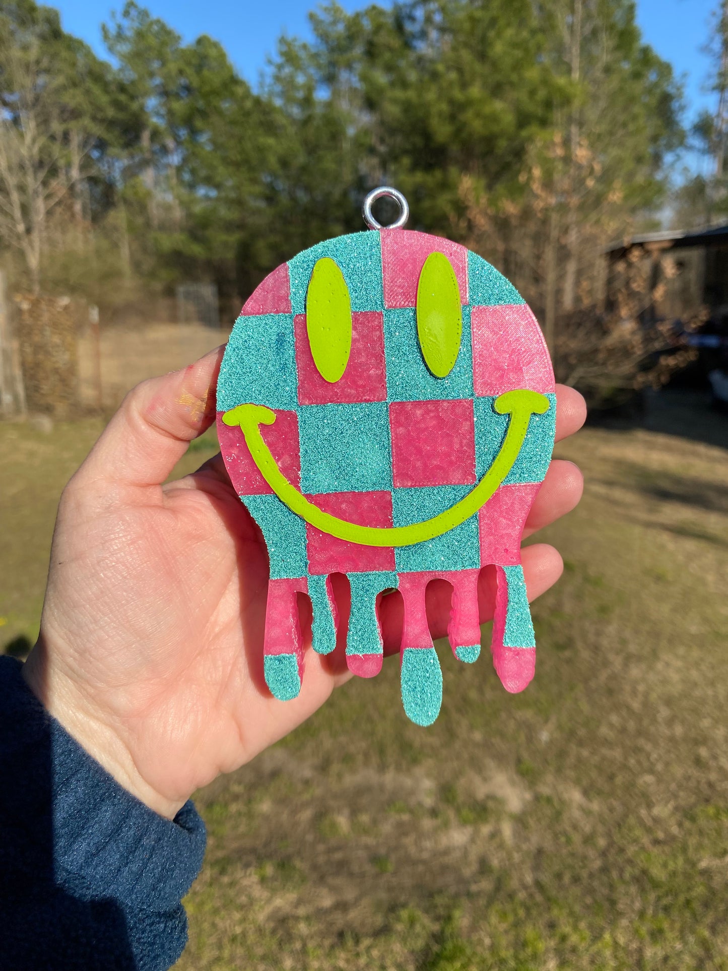 Checkered Drip Smiley Freshie