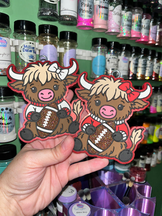 Highland Cow Holding Football Freshie *PLEASE SPECIFY COLORS*