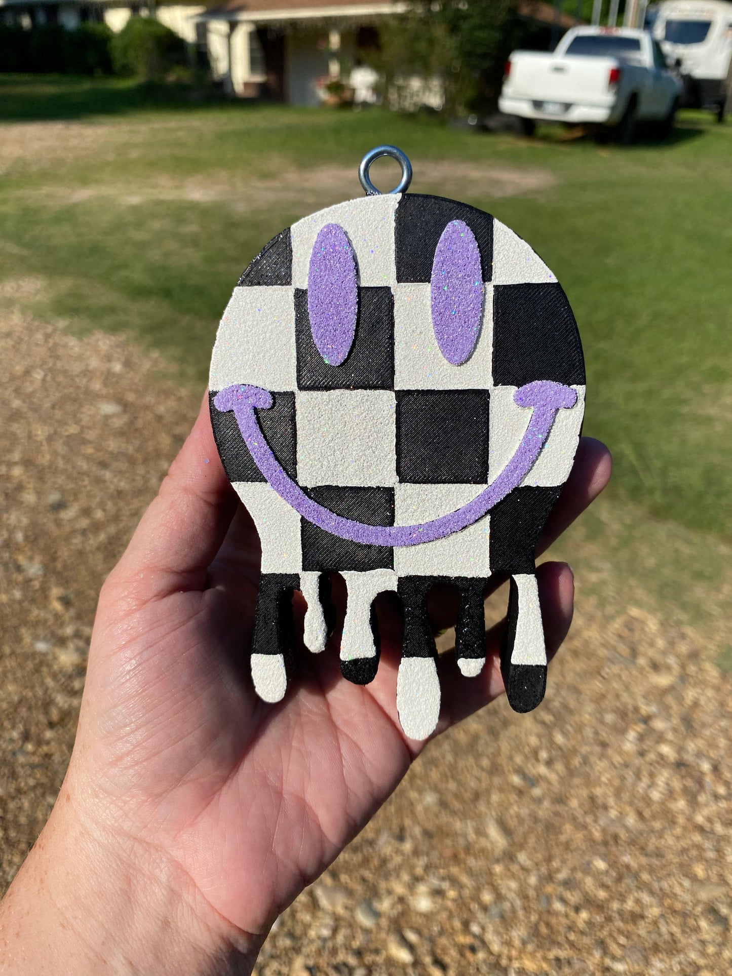 Checkered Drip Smiley Freshie