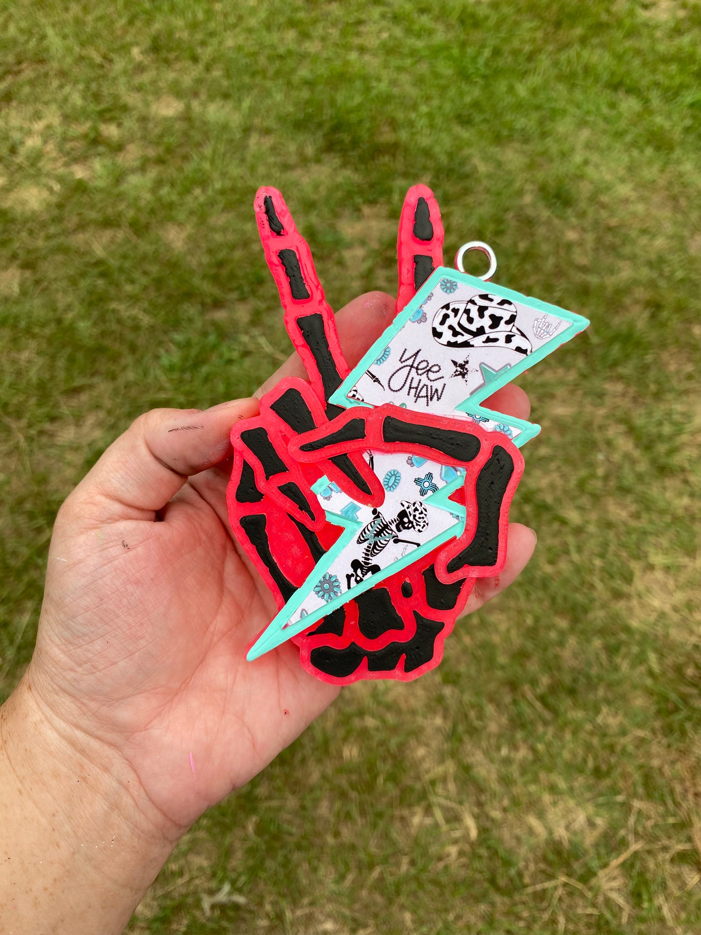 Skeleton Peace Lightning Bolt Freshie