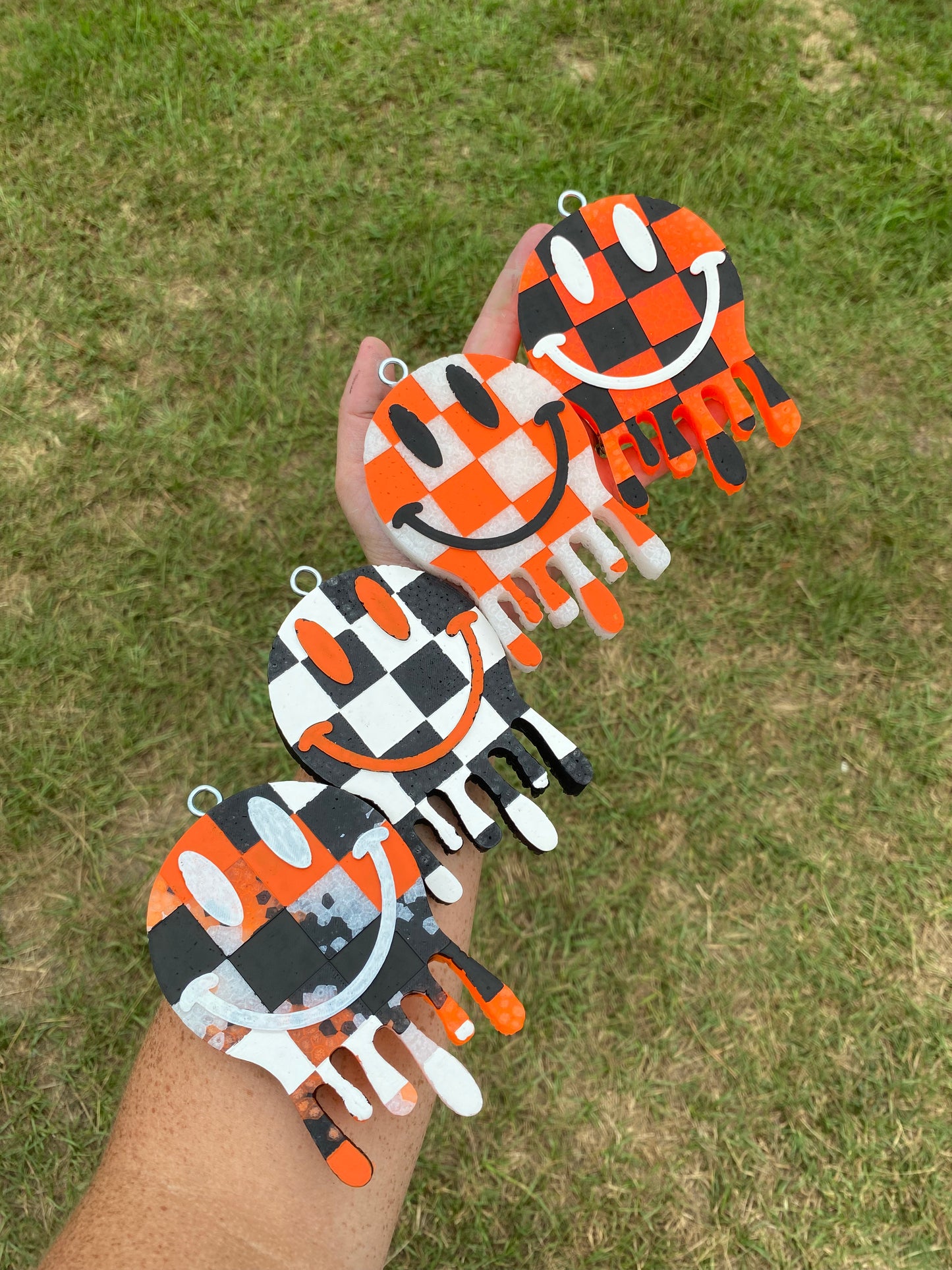 Checkered Drip Smiley Freshie