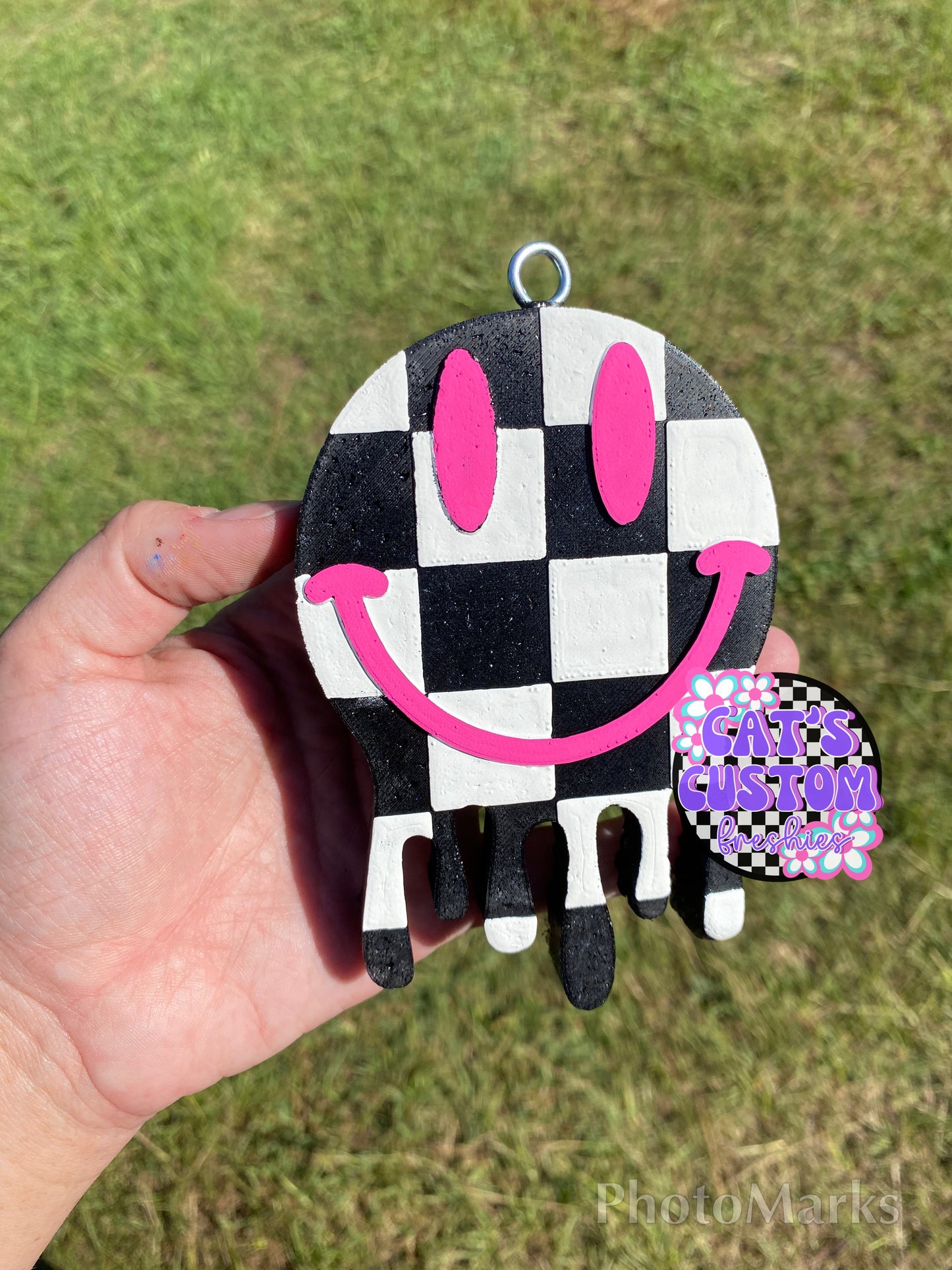 Checkered Drip Smiley Freshie