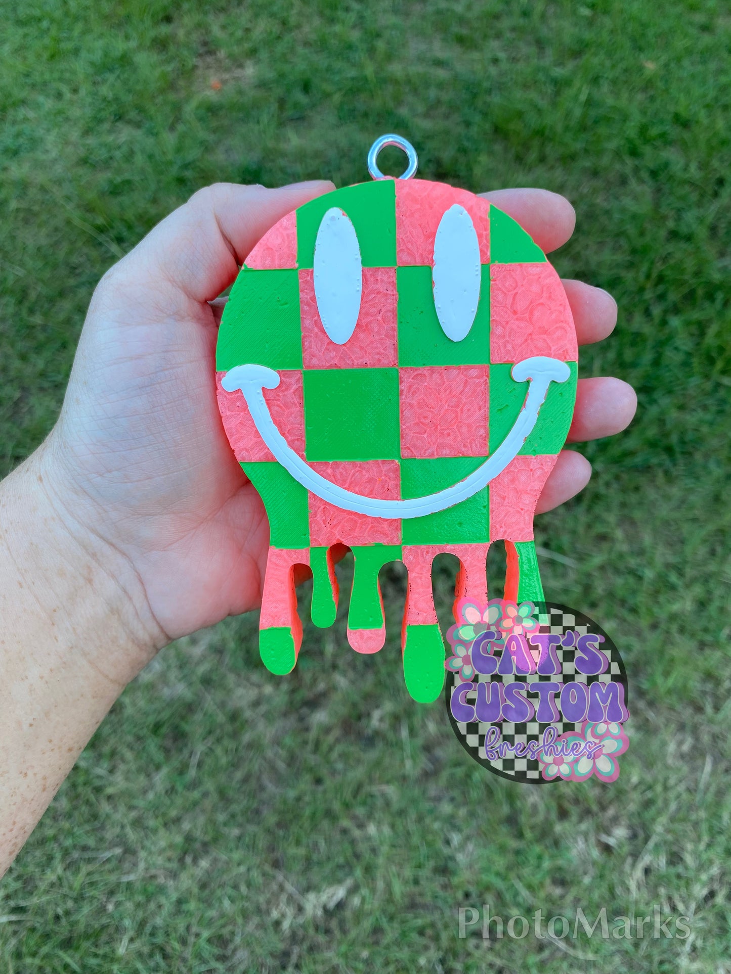 Checkered Drip Smiley Freshie