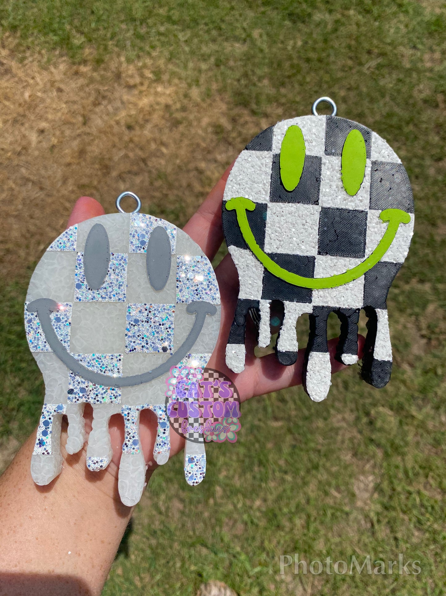 Checkered Drip Smiley Freshie