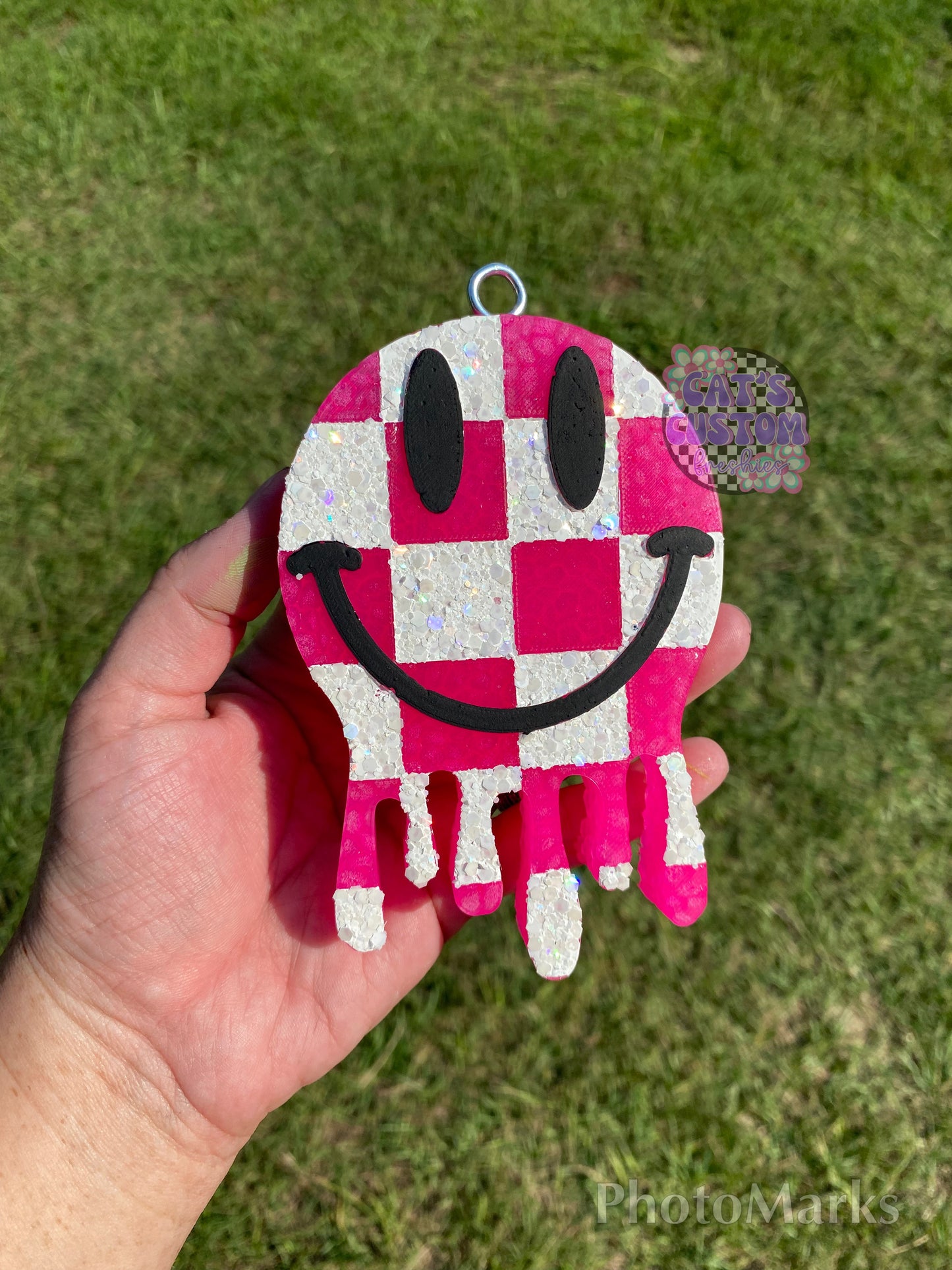 Checkered Drip Smiley Freshie