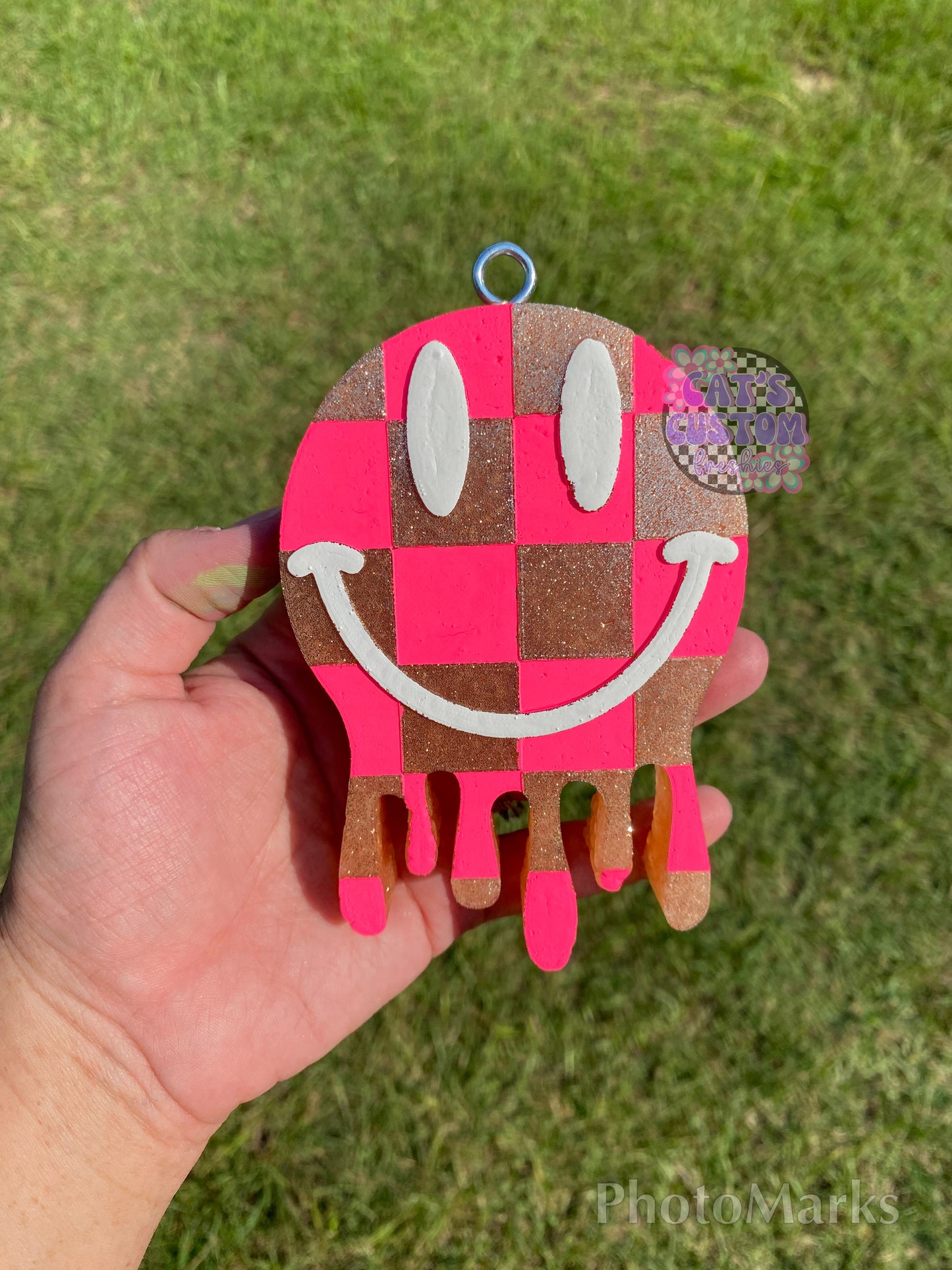 Checkered Drip Smiley Freshie