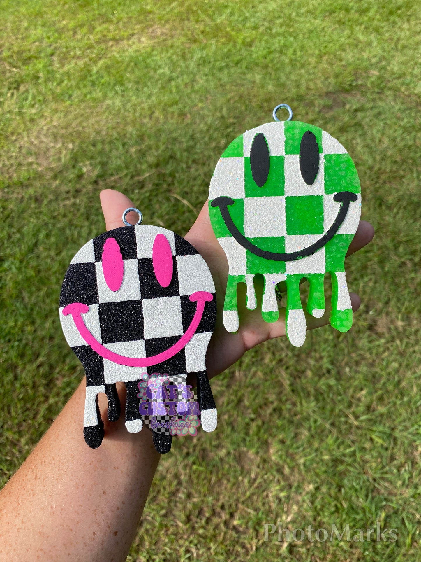 Checkered Drip Smiley Freshie
