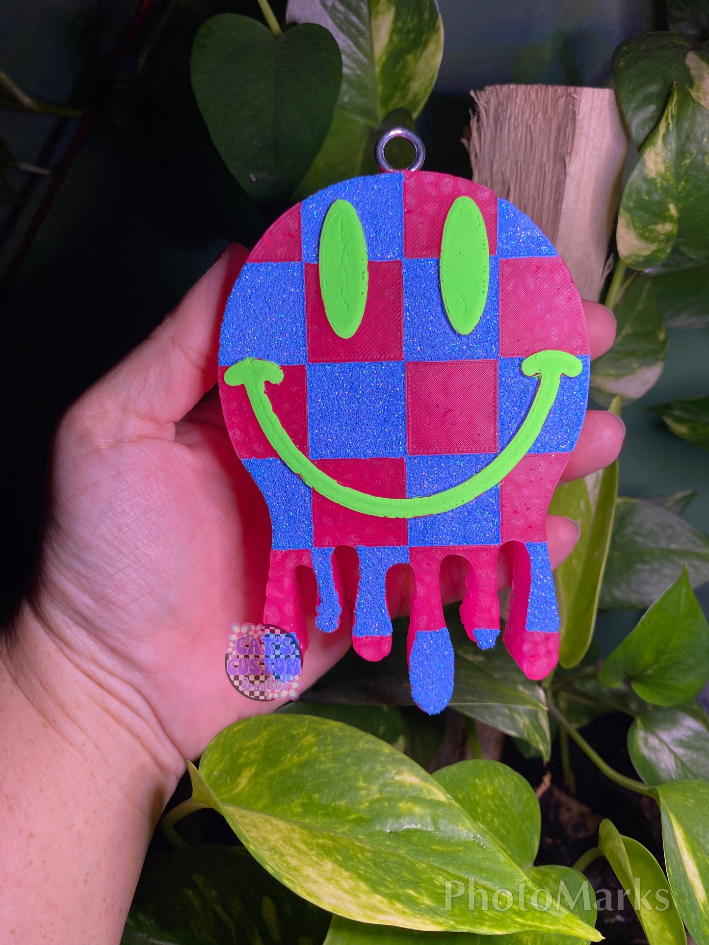 Checkered Drip Smiley Freshie