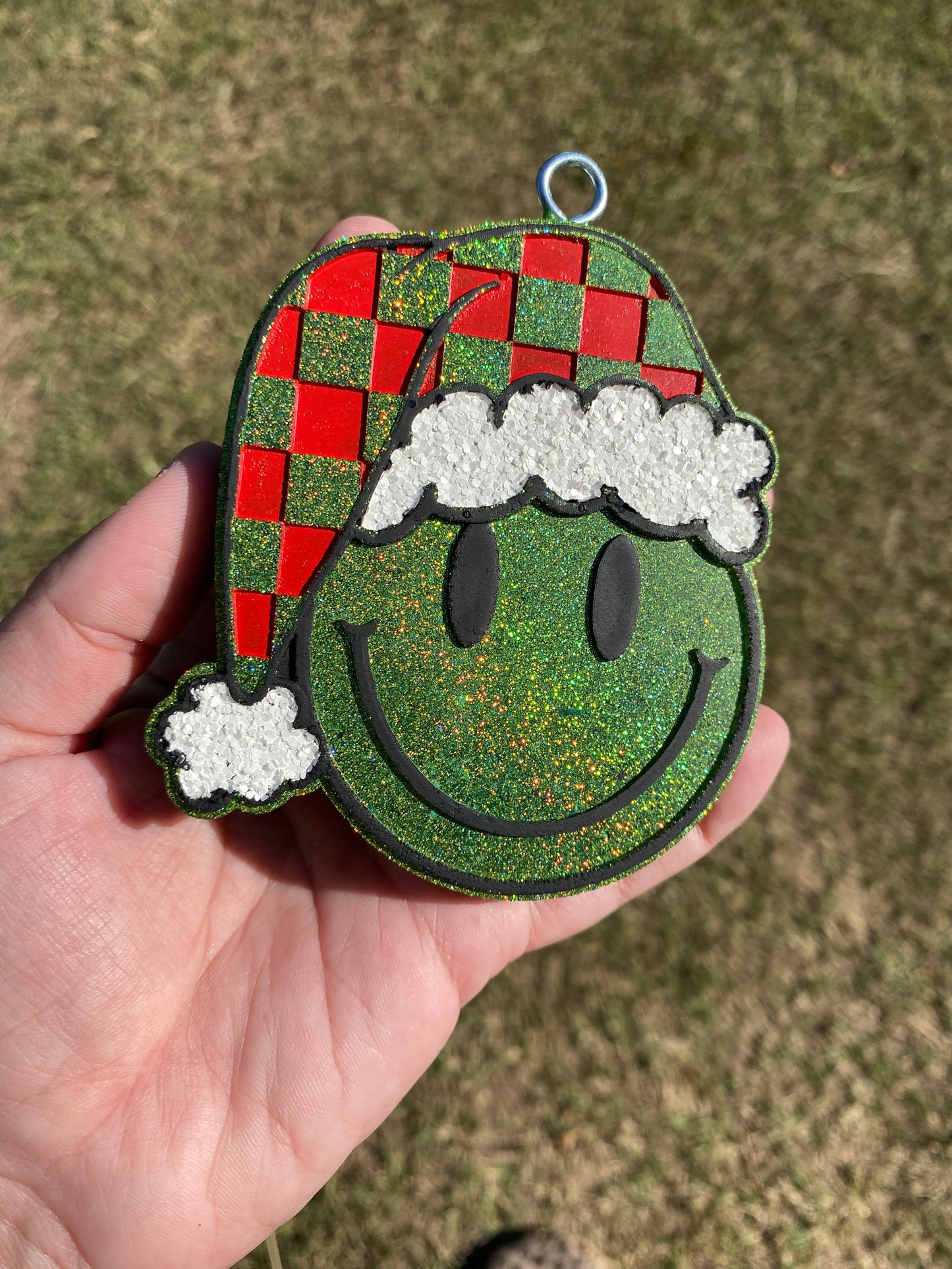 Checkered Santa Hat Smiley Freshie
