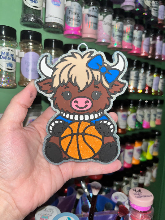 Highland Cow Holding Basketball Freshie *PLEASE SPECIFY COLORS*