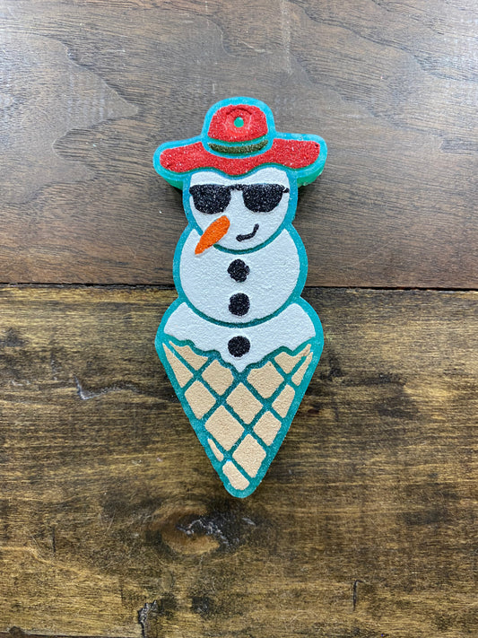 Snowman Ice Cream Cone Freshie