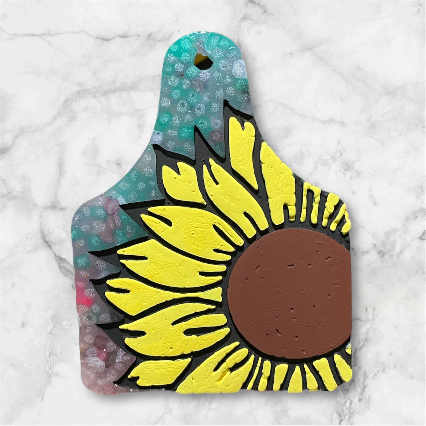 Sunflower Cow Tag Freshie