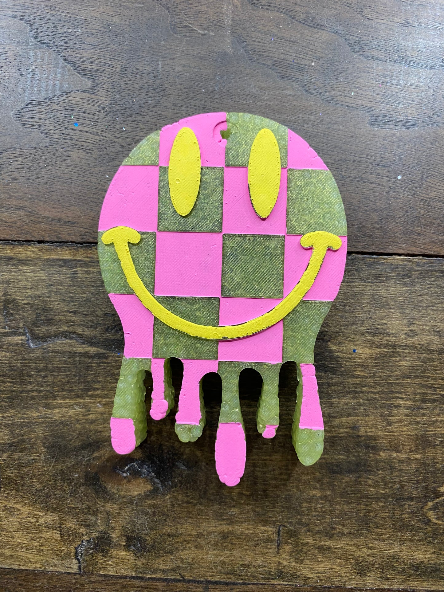 Checkered Drip Smiley Freshie