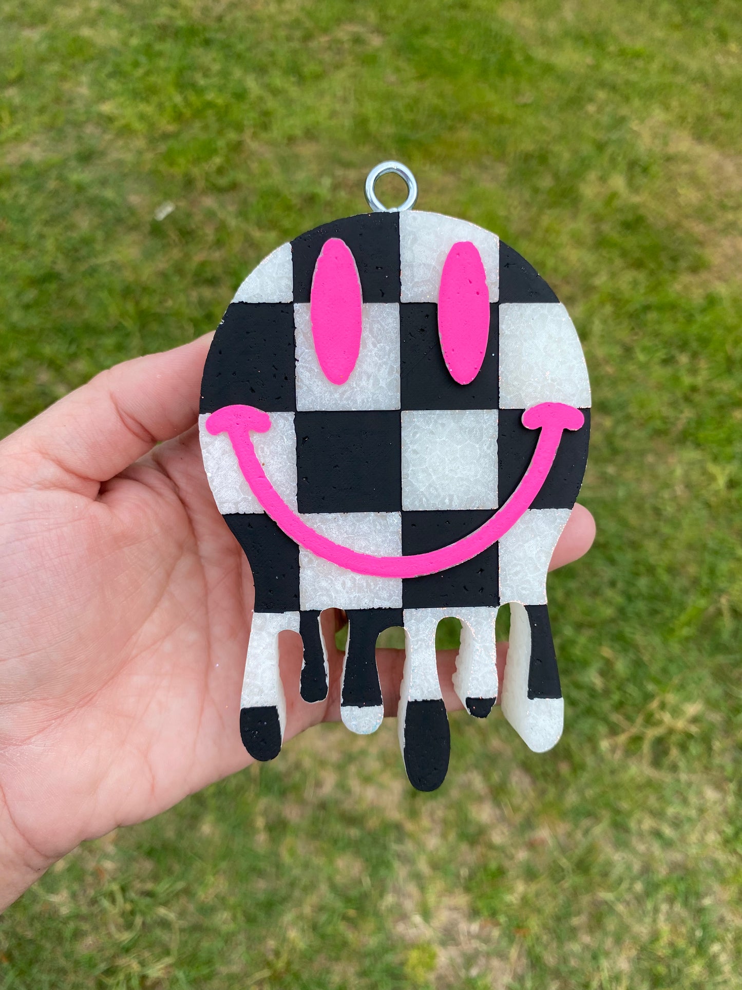 Checkered Drip Smiley Freshie