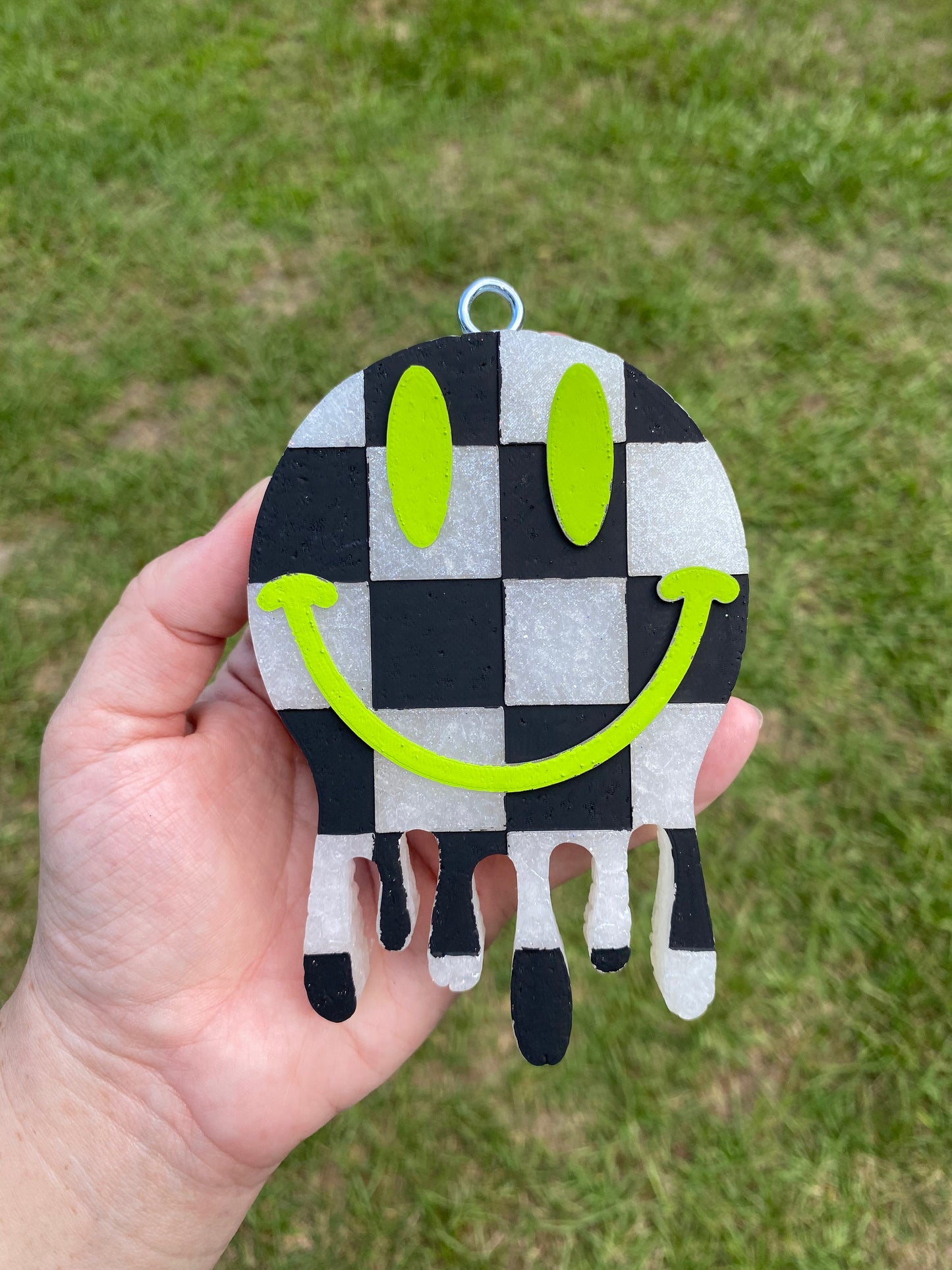 Checkered Drip Smiley Freshie