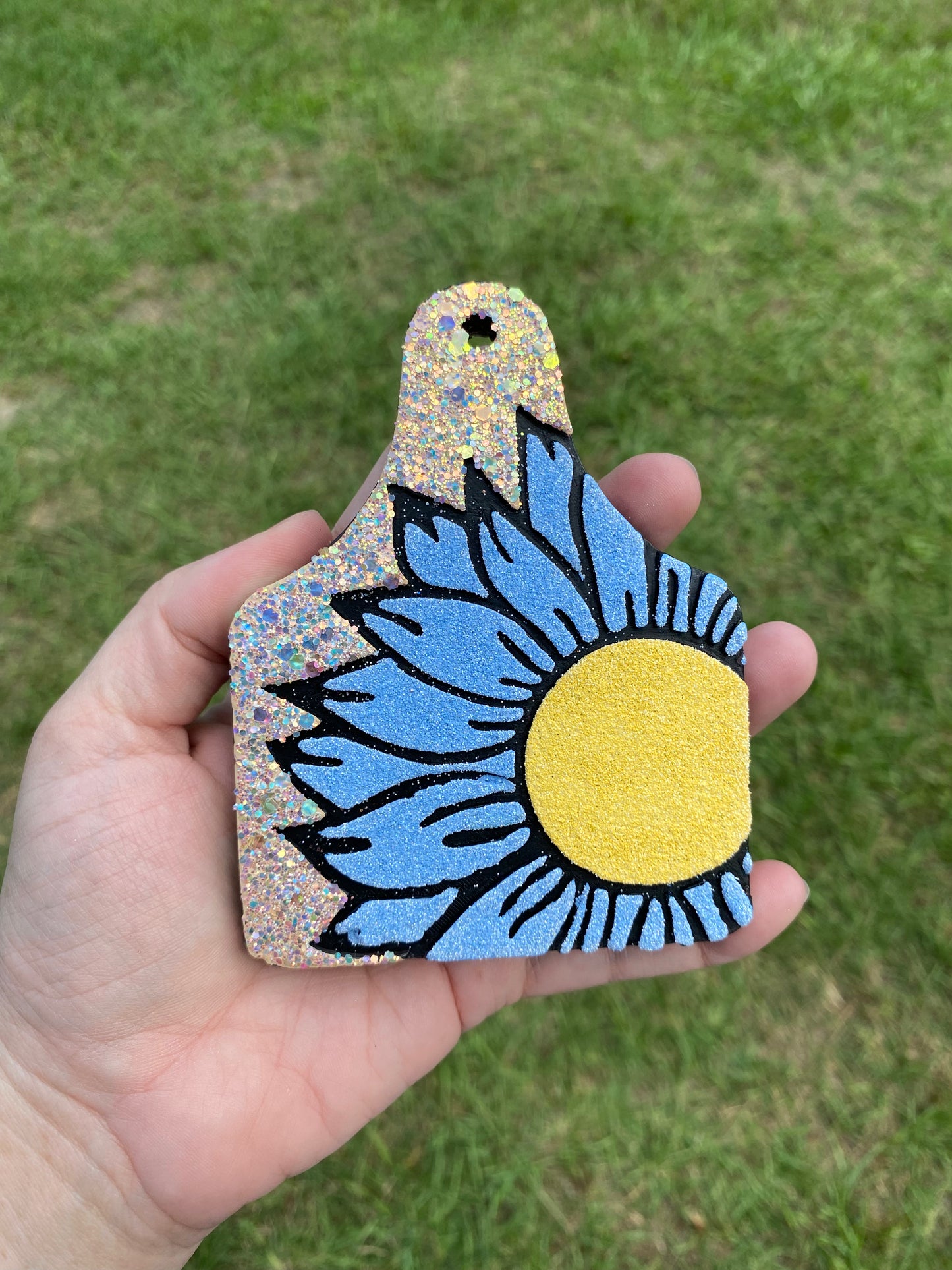 Sunflower Cow Tag Freshie