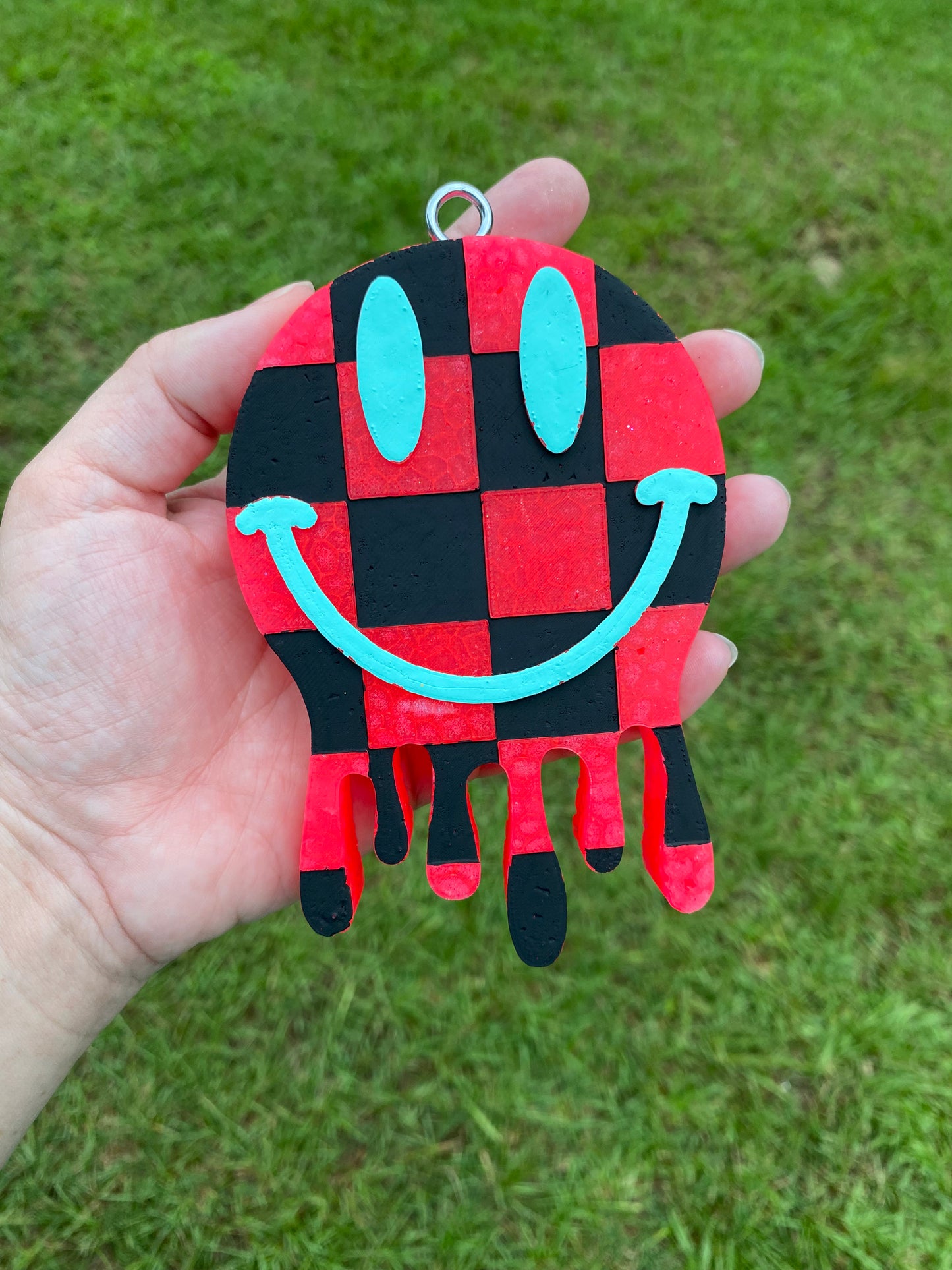Checkered Drip Smiley Freshie