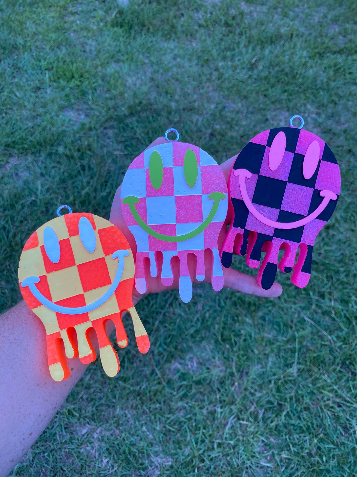 Checkered Drip Smiley Freshie