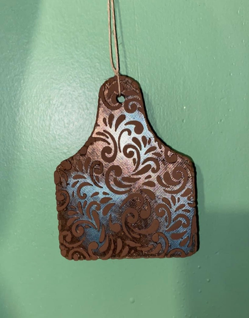Tooled Cow Tag Freshie