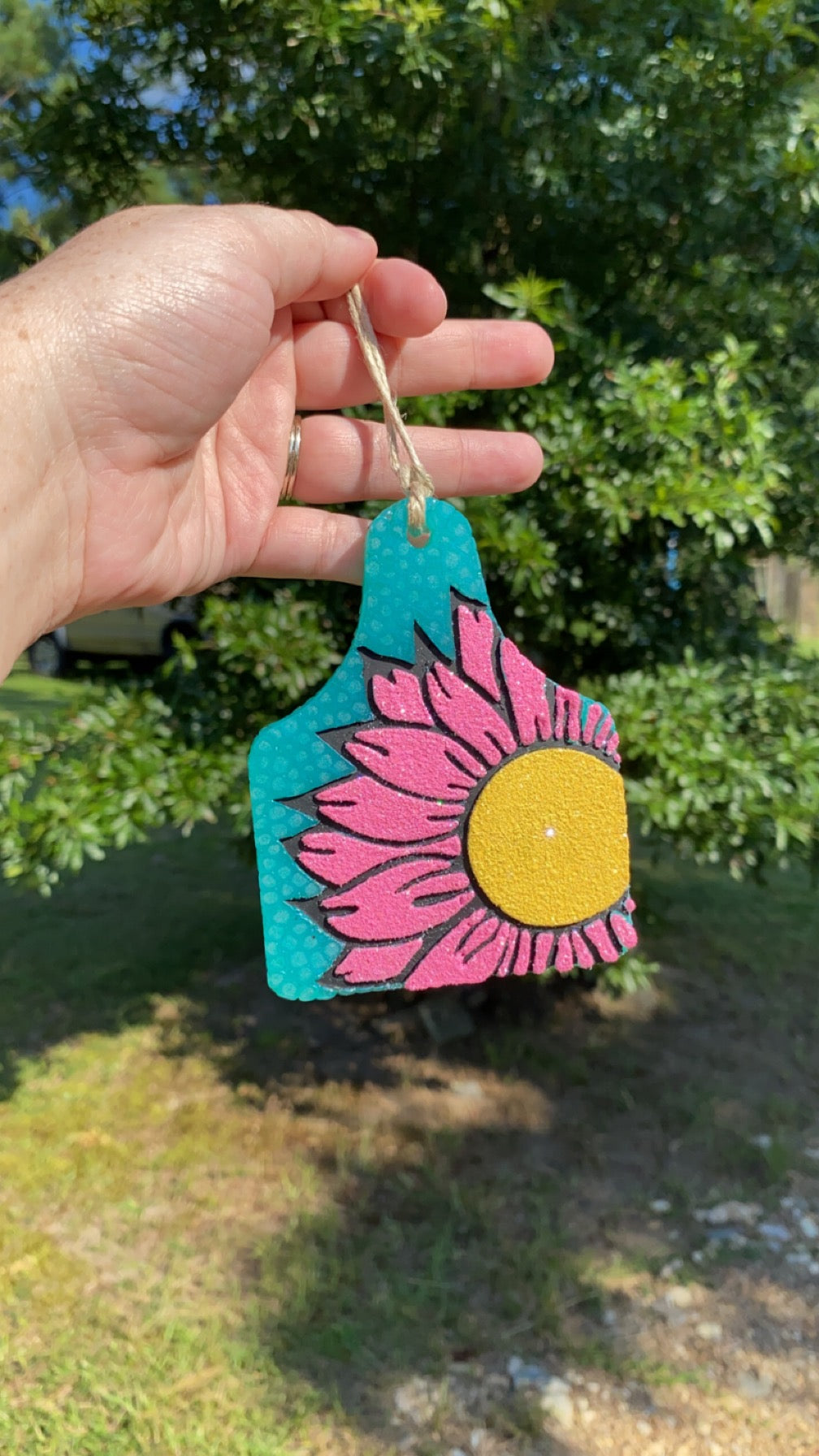 Sunflower Cow Tag Freshie