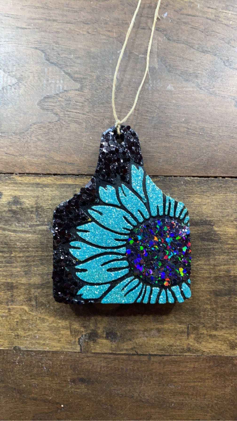 Sunflower Cow Tag Freshie